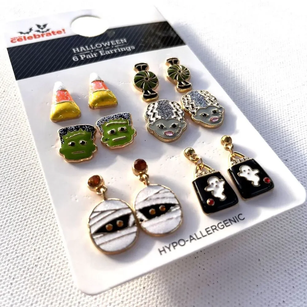 Way to Celebrate Halloween Friendly Monsters Earring Collection, 6 Pairs